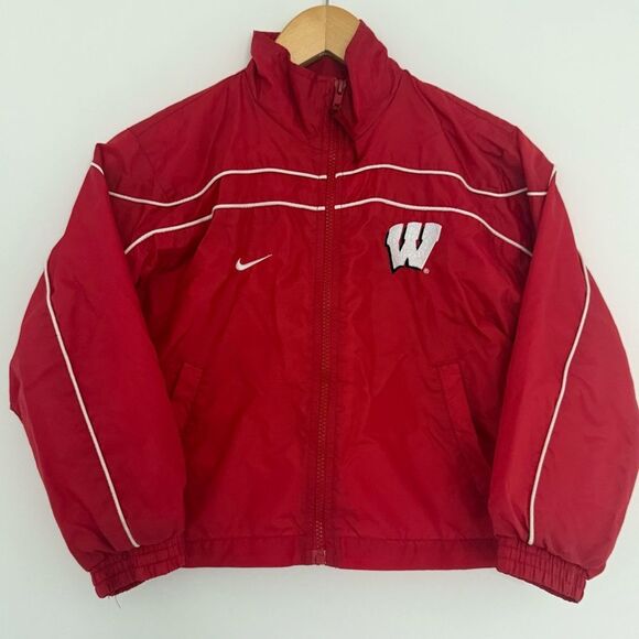 BOYS 2000s WISCONSIN BADGERS NIKE TEAM WINDBREAKER AGE 7 - Picture 1 of 7